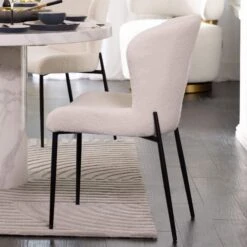 Savona Bone 130cm Round Marble Effect Dining Table & 4 Gabriel White Boucle Fabric Dining Chair 23 Savona Bone 130cm Round Marble Effect Dining Table & 4 Gabriel White Boucle Fabric Dining Chair -Housing Units Furniture Store 802d9075546f21c0d2b25291e276c00c 1