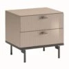 Caren High Gloss Pearl Line 2 Drawer Night Stand