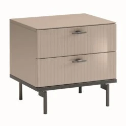 Caren High Gloss Pearl Line 2 Drawer Night Stand