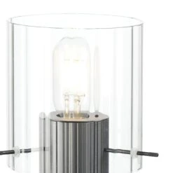 Lino Ribbed Dark Grey & Clear Wide Line Table Lamp -Housing Units Furniture Store 80bad5ffa51fb1848a7f528592568974