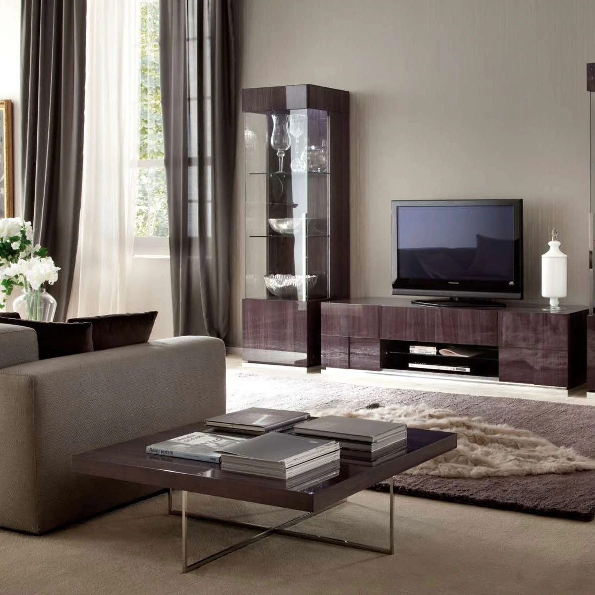 Monza Koto Grey High Gloss Left Hand Facing Single Door Vitrine 1 Monza Koto Grey High Gloss Left Hand Facing Single Door Vitrine