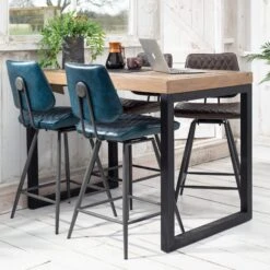 Kiara Dark Blue Counter Faux Leather Bar Chair -Housing Units Furniture Store 81d4bf62a4f6e92394cd80d14c68b218