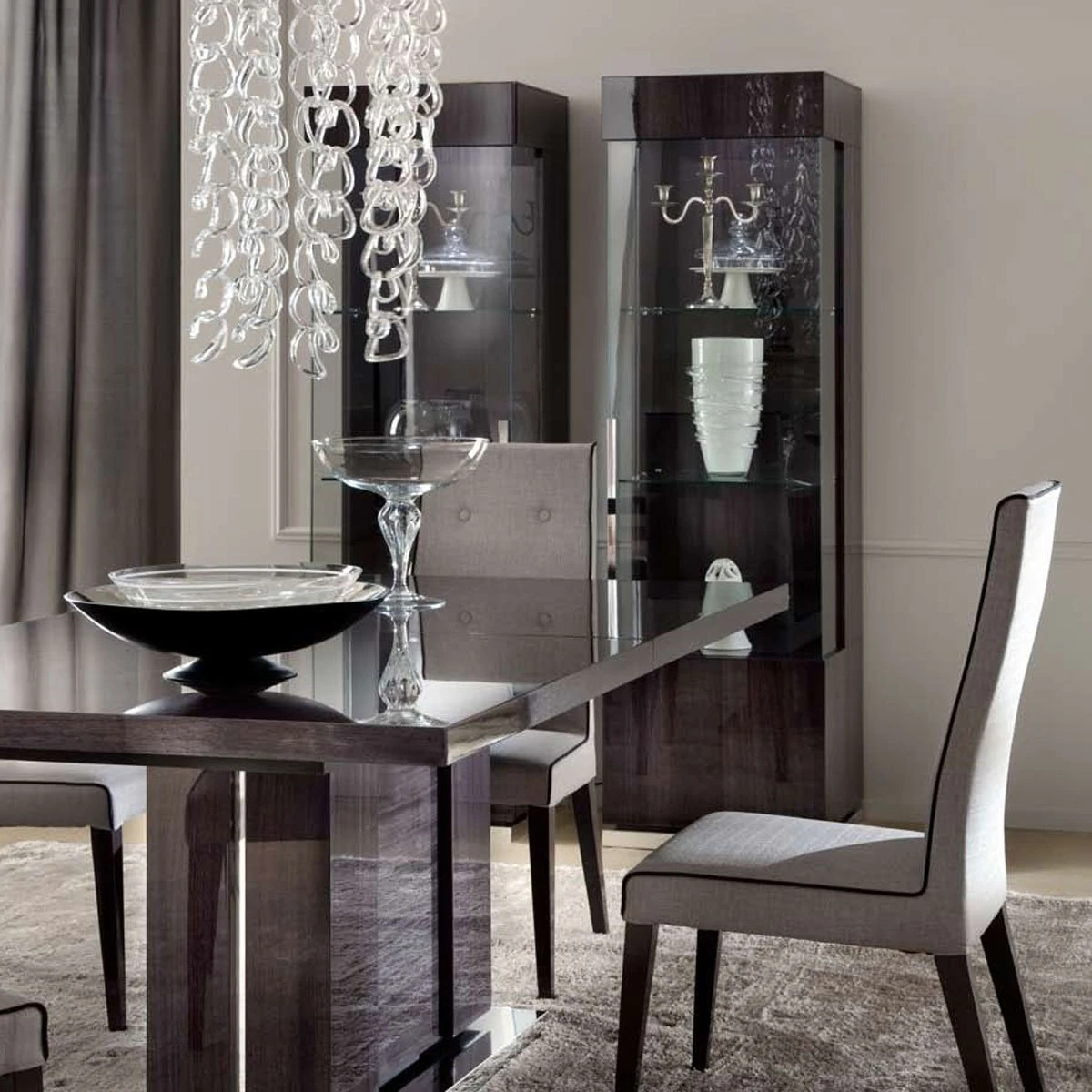 Monza Koto Grey High Gloss Left Hand Facing Single Door Vitrine 2 Monza Koto Grey High Gloss Left Hand Facing Single Door Vitrine - Image 2