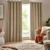 Heavy Chenille Natural Room Darkening Eyelet 66" X 72" Curtains