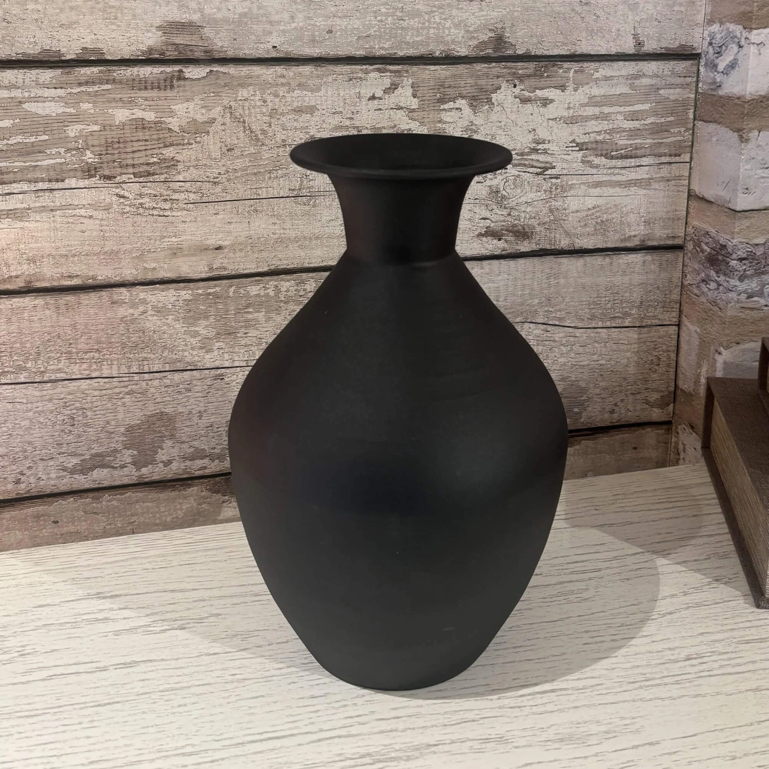 Large Black Collared Vase 2 Large Black Collared Vase - Image 2
