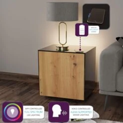 Frank Olsen Intelligent Black Gloss & Oak Side Table -Housing Units Furniture Store 831eb18aecee6fcbd21d7cfb0d0a9f09