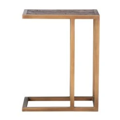 Olivia James Hemingway Mahogany Oak & Gold Side Table -Housing Units Furniture Store 83c21433af1b4169a200029c5d5a67b7