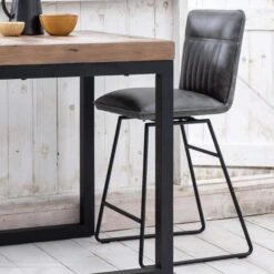 Clarence Grey Faux Leather Counter Bar Chair