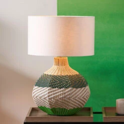 Designers Guild Brera Emerald Green Large Rattan Table Lamp