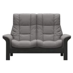 Stressless Windsor High-Back 2 Seater Recliner Sofa In Paloma Silver Grey – Quickship