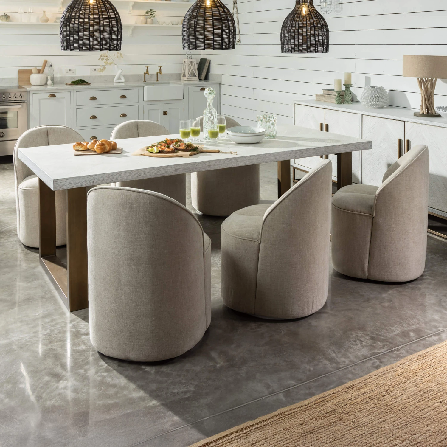 Santa Monica White Dining Table With 6 Suzanna Swivel Dining Chairs 1 Santa Monica White Dining Table With 6 Suzanna Swivel Dining Chairs