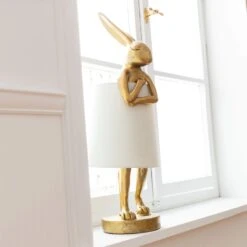 Gold Modest Rabbit 50cm Table Lamp With White Shade