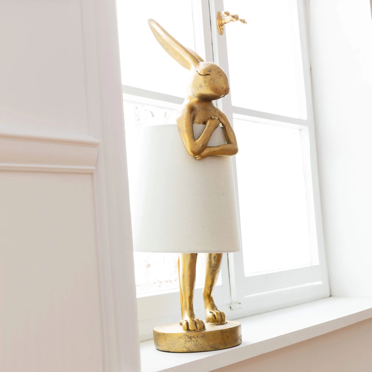 Gold Modest Rabbit 50cm Table Lamp With White Shade 1 Gold Modest Rabbit 50cm Table Lamp With White Shade