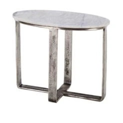 Casablanca Oval Side Table With Marble Top