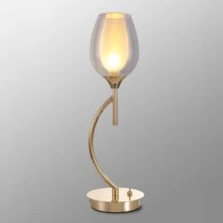 Delia French Gold Table Lamp With Iridescent Wine Glass Shade
