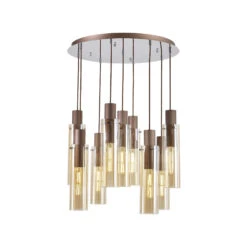 Chelsea Slim Satin Mocha & Amber 9 Light Pendant -Housing Units Furniture Store 8b22a87acfee6d1cb7d0413778dc834a