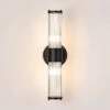 Newton Satin Black 2 Light Glass Rod Wall Light