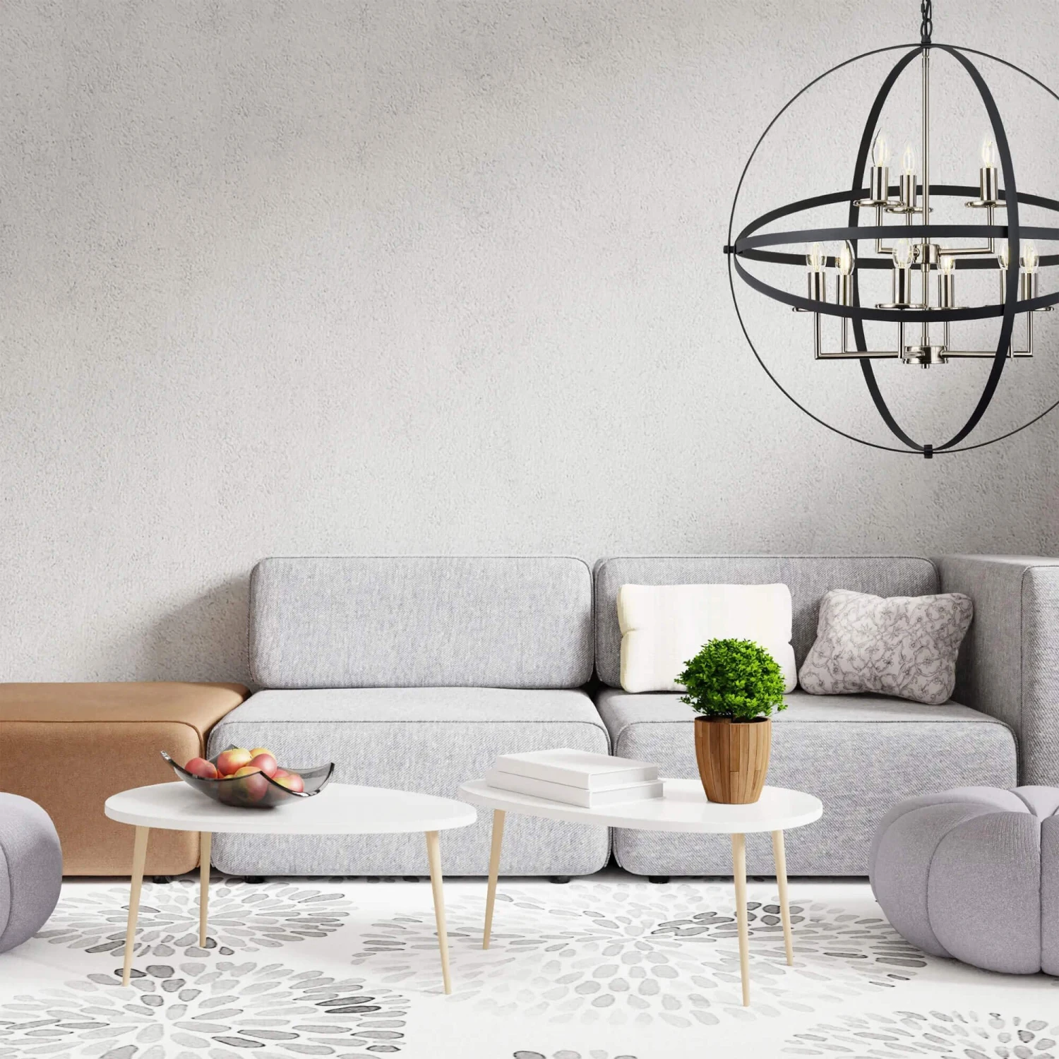 Dario Anthracite & Nickel 9 Light Pendant 1 Dario Anthracite & Nickel 9 Light Pendant