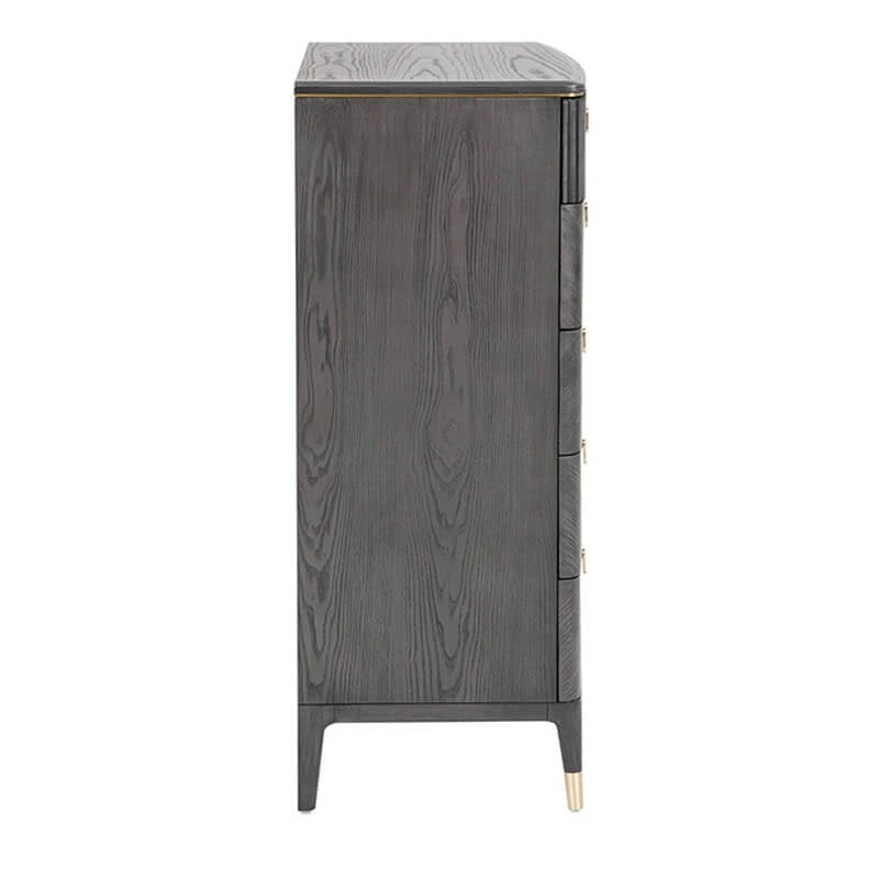 Davina Ebony 5 Drawer Tall Chest With Gold Handles 3 Davina Ebony 5 Drawer Tall Chest With Gold Handles - Image 3