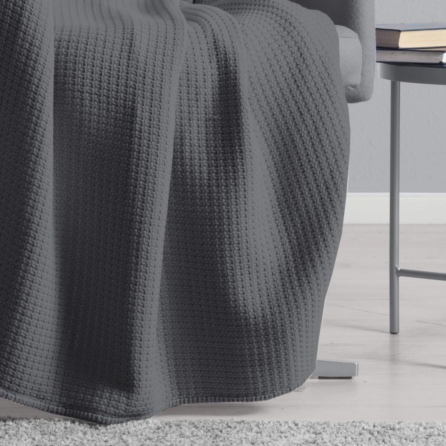 Belledorm Charcoal Waffle Throw 2 Belledorm Charcoal Waffle Throw - Image 2