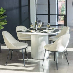 Irina White Marble Effect 119.5cm Round Dining Table -Housing Units Furniture Store 8d6f3cb3f1b8954b24187e95b46e1199