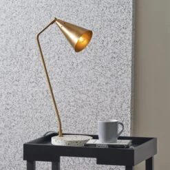 Designers Guild Pavonazzo Brushed Brass & White Terrazzo Desk Lamp