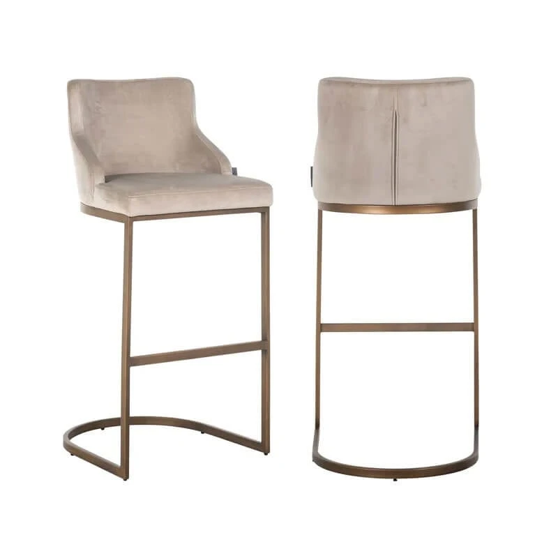 Bamaya Beige Velvet Bar Stool 2 Bamaya Beige Velvet Bar Stool - Image 2