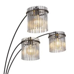 Icelle Matt Black & Smoked Glass Rods 3 Light Floor Lamp -Housing Units Furniture Store 9218423b43bede471b84557593062610