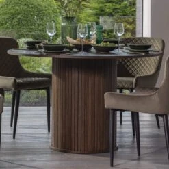 Annika Smoked Oak Slatted 120cm Round Dining Table