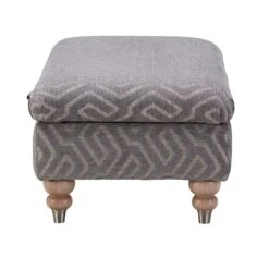 Carolina Grey Geometric Patterned Fabric Legged Ottoman -Housing Units Furniture Store 94d180a128f05d94b2d59b04ba656389