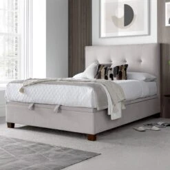 Willow Light Grey Fabric 150cm Kingsize Ottoman Bed Frame