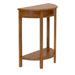 Helena Half Moon Teak Wood Console Table
