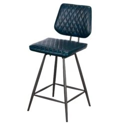 Kiara Dark Blue Counter Faux Leather Bar Chair