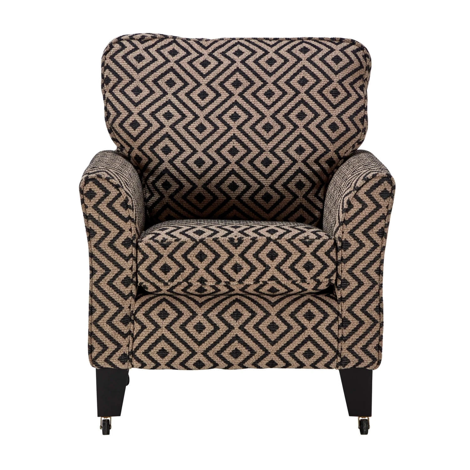 Lucinda Black & Natural Patterned Fabric Accent Armchair 1 Lucinda Black & Natural Patterned Fabric Accent Armchair