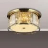 Samraat Antique Brass & Crystal 6 Light Flush Ceiling Light
