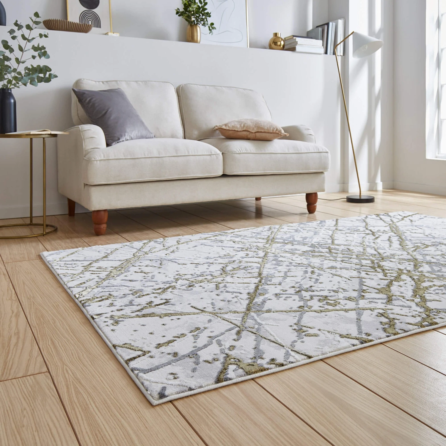 Artemis Abstract Grey & Gold 160x230cm Rug 2 Artemis Abstract Grey & Gold 160x230cm Rug - Image 2