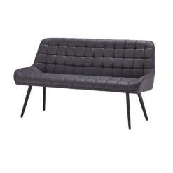 Moretti Grey Faux Leather 160cm Dining Bench