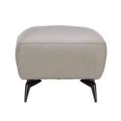 Lariano Light Grey Leather Ottoman