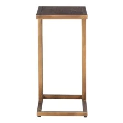 Olivia James Hemingway Mahogany Oak & Gold Side Table -Housing Units Furniture Store 9bcda141e8750919791f88a624efebbf