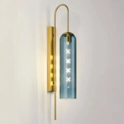 Ariah Blue Single Ribbed Glass Wall Light