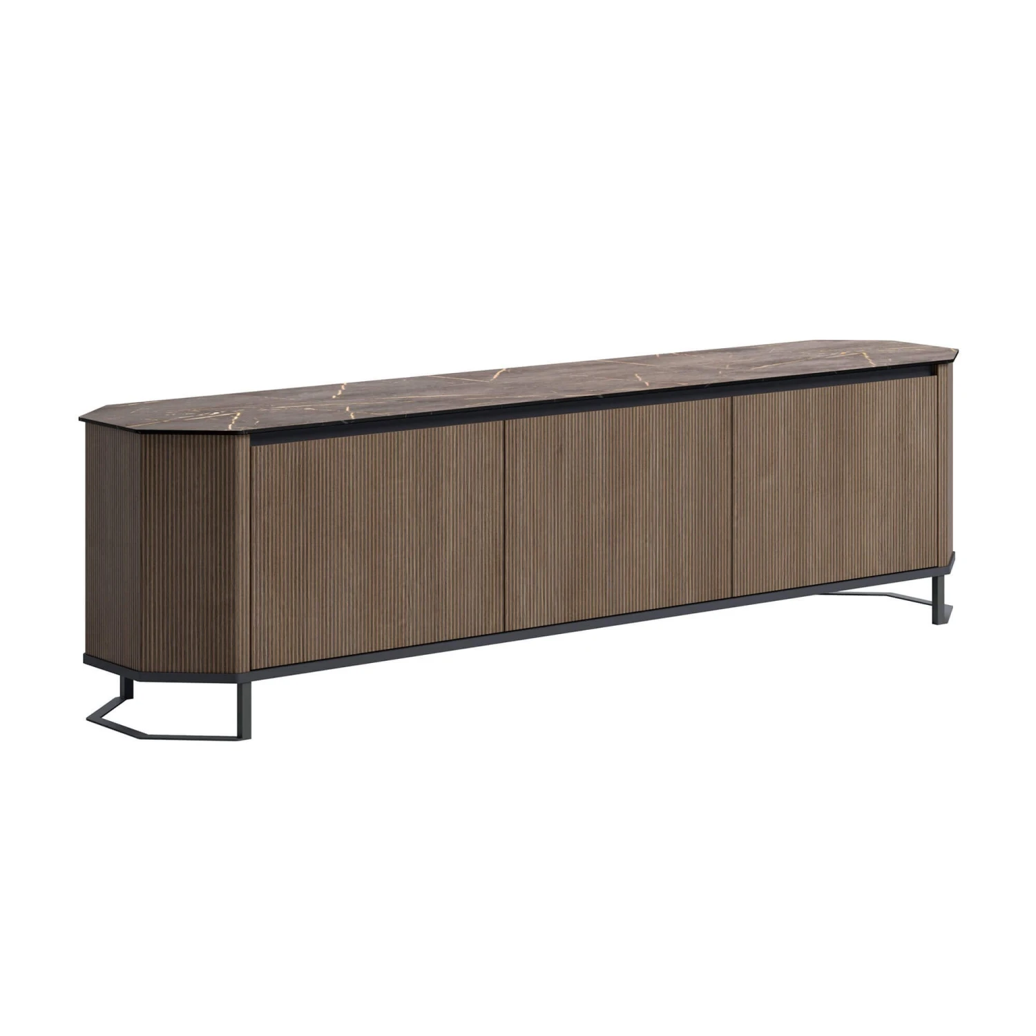 Oratino Ribbed Wood TV Unit 1 Oratino Ribbed Wood TV Unit