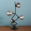 Georg Matt Black & Smoked Glass LED 4 Light Table Lamp