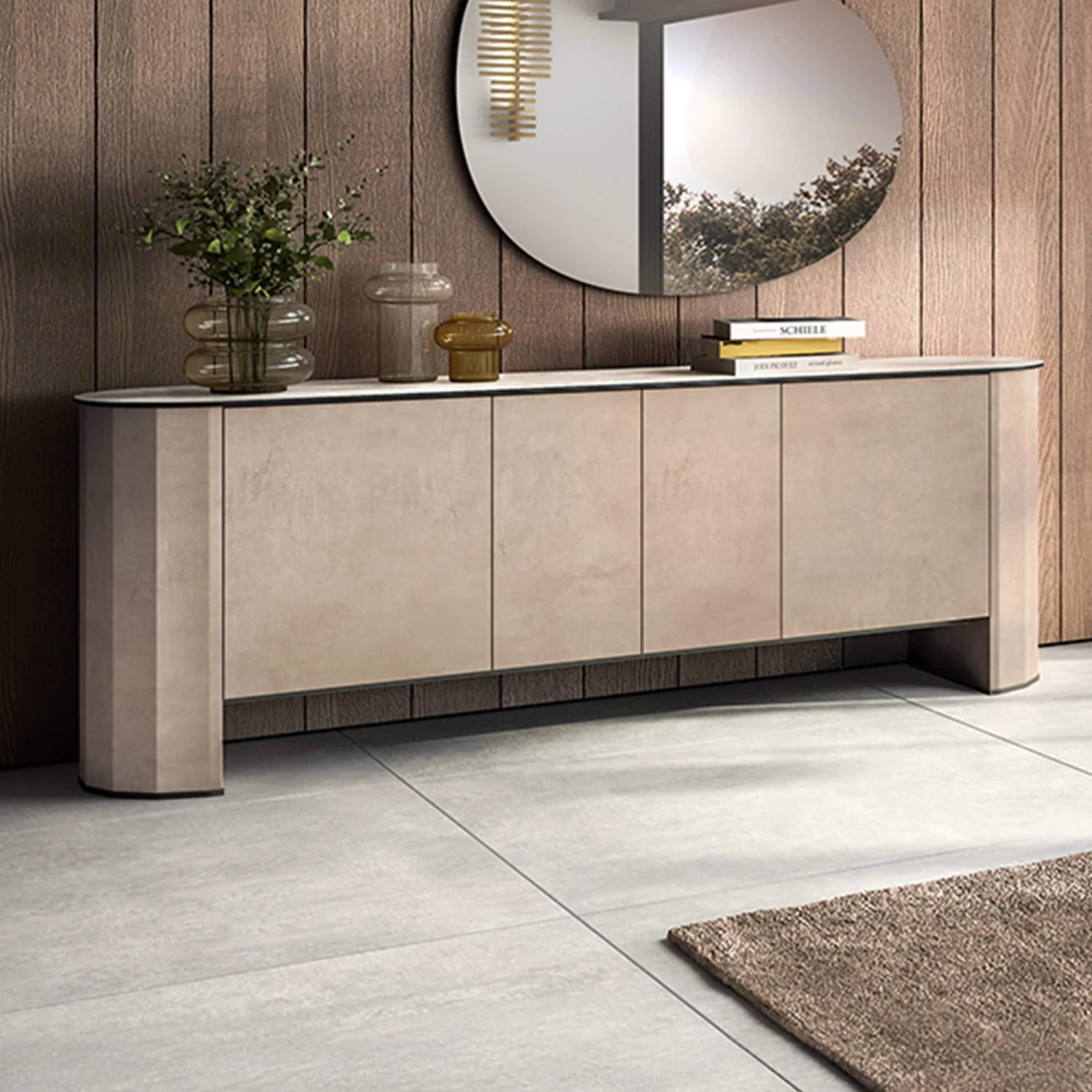 Santori Rounded 4 Door Cream Sideboard 1 Santori Rounded 4 Door Cream Sideboard