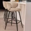 Richmond Interiors Mimi Beige Chenille Fabric Bar Stool