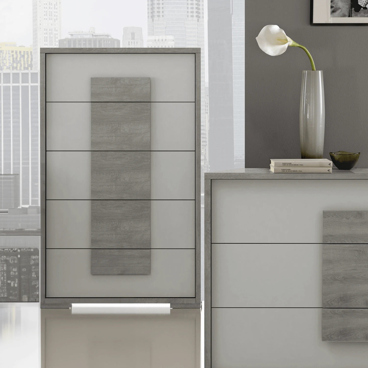 Ovidia Grey Tall Chest Of Drawers 1 Ovidia Grey Tall Chest Of Drawers