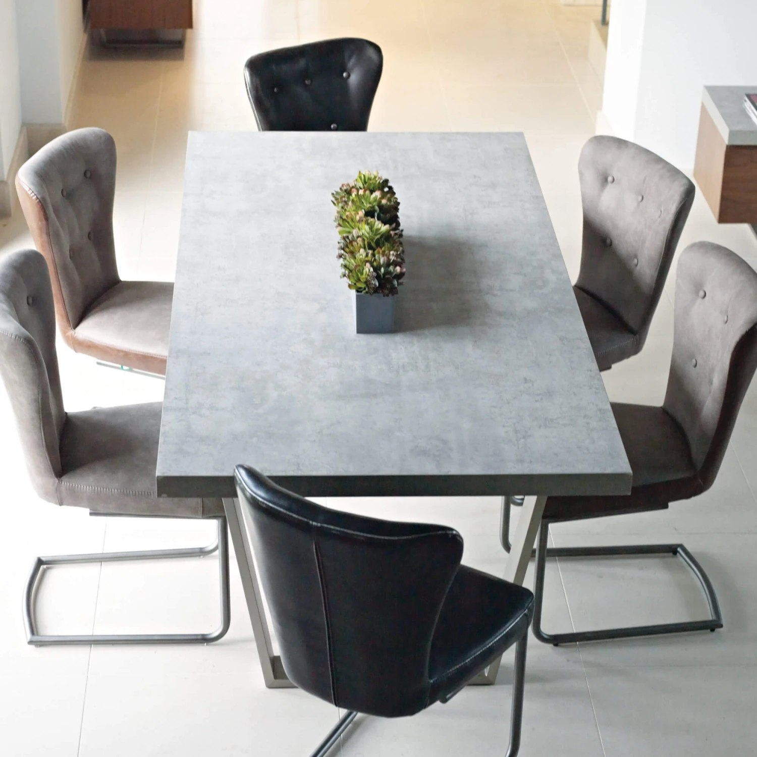 Caspian Grey Concrete-Effect 160cm Dining Table 4 Caspian Grey Concrete-Effect 160cm Dining Table - Image 4