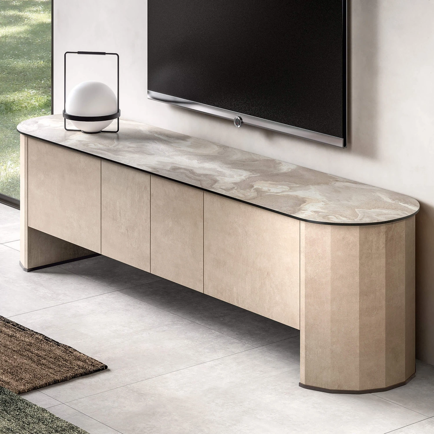 Santori Rounded 4 Door Cream Lowboard 1 Santori Rounded 4 Door Cream Lowboard