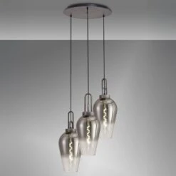 Hectar Pewter & Smoked Fade Glass 3 Light Pendant