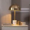 Aged Brass & Marble Dome Table Lamp