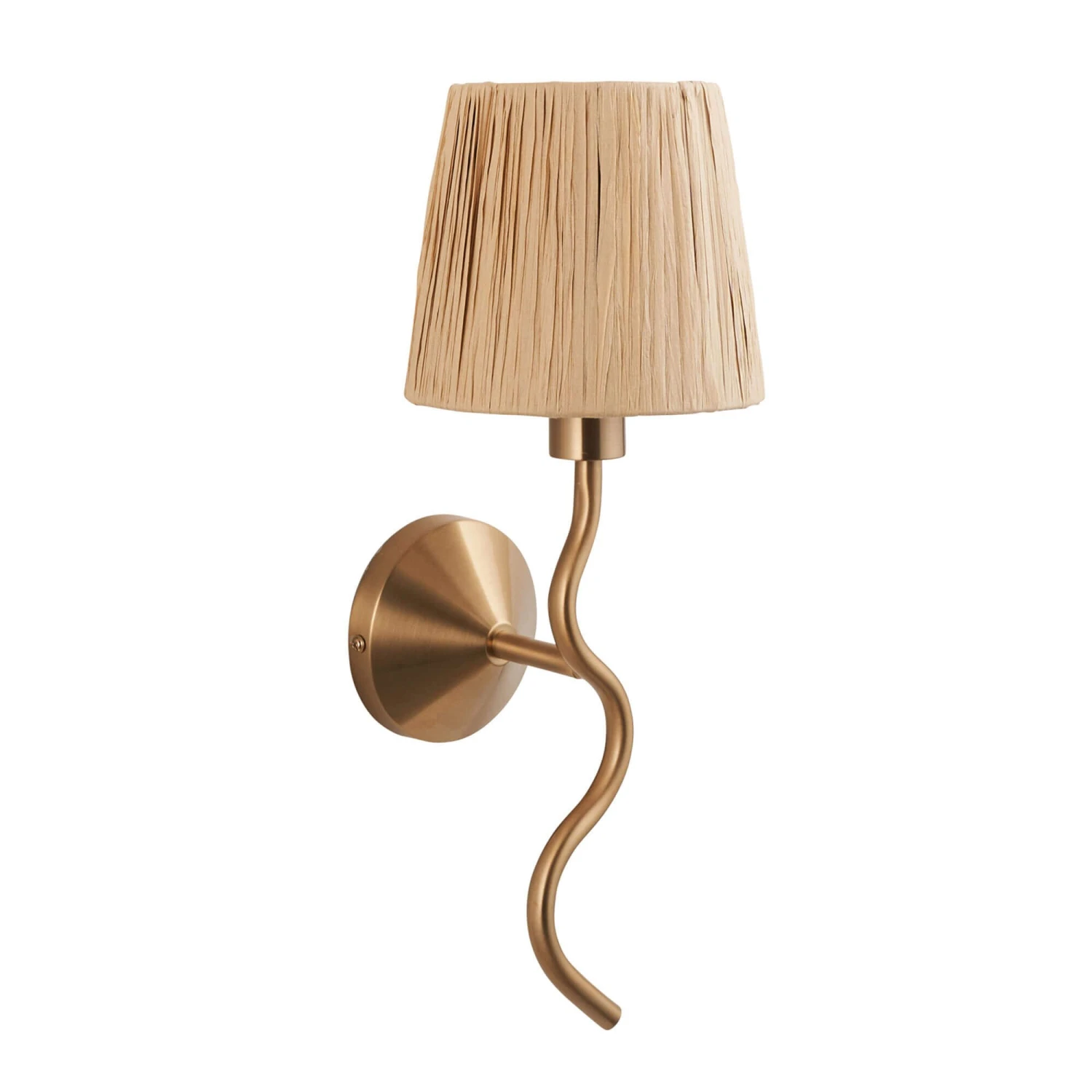 Wriggle Aged Brass Wall Lamp With Raffia Shade 2 Wriggle Aged Brass Wall Lamp With Raffia Shade - Image 2